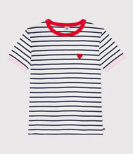 Load image into Gallery viewer, SS26 - A0FWA 01 WHITE NAVY HEARTS SPRING SUMMER 2026 STRIPES TOPS
