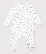 Load image into Gallery viewer, FW26 - A0GAB 01 WHITE BLUE BABY FALL WINTER 2026 FOOTIES ROMPERS NEWBORN SAILOR
