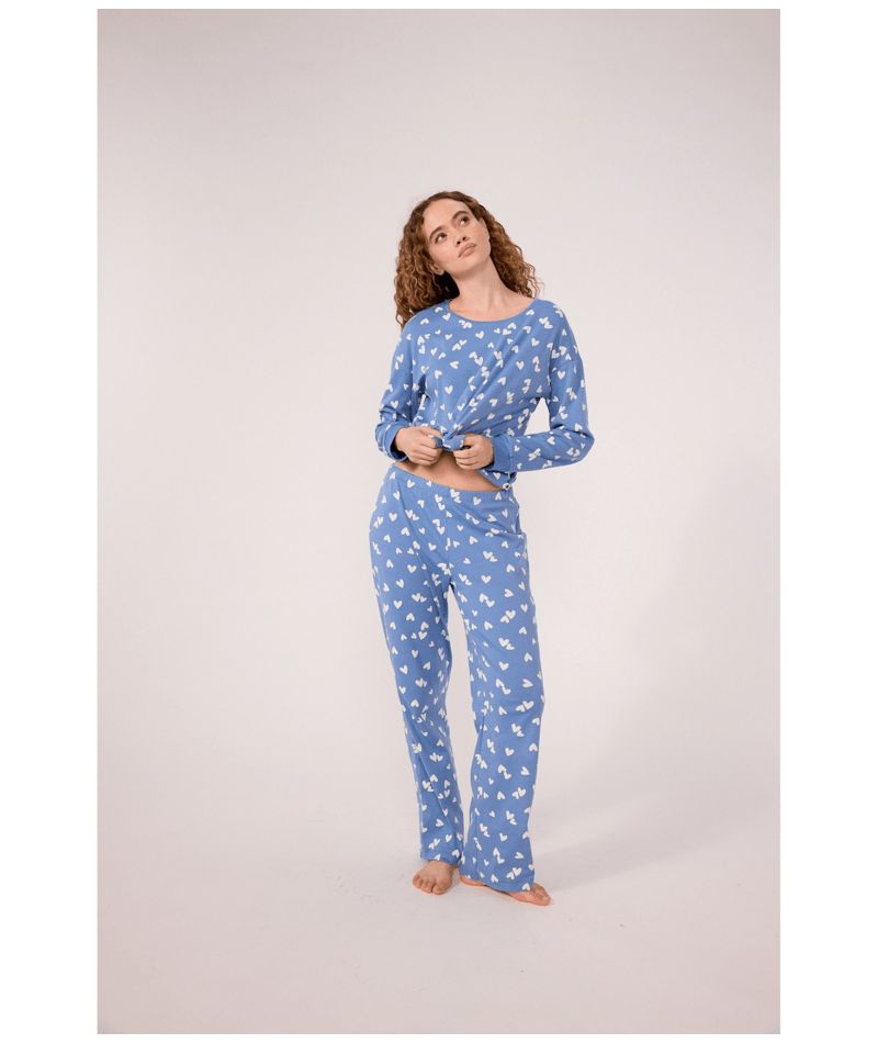 FW26 - A0GG4 01 BLUE WHITE FALL WINTER 2026 HEARTS PAJAMAS WOMEN