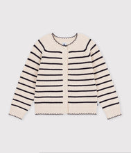 Load image into Gallery viewer, FW26 - A0GGF 01 CREAM NAVY FALL WINTER 2026 GIRL NEW ARRIVAL STRIPES TOPS
