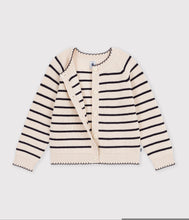 Load image into Gallery viewer, FW26 - A0GGF 01 CREAM NAVY FALL WINTER 2026 GIRL NEW ARRIVAL STRIPES TOPS
