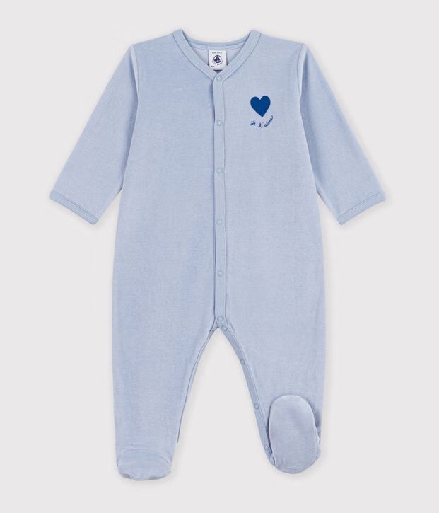 FW26 - A0GJ7 03 BLUE BABY FALL WINTER 2026 FOOTIES ROMPERS HEARTS NEWBORN