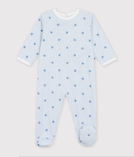Load image into Gallery viewer, FW26 - A0GJM 01 BLUE WHITE BABY FALL WINTER 2026 FOOTIES ROMPERS NEW ARRIVAL STARS STRIPES
