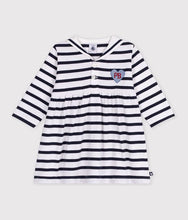 Load image into Gallery viewer, FW26 - A0GK0 01 WHITE NAVY BABY DRESSES FALL WINTER 2026 SAILOR STRIPES
