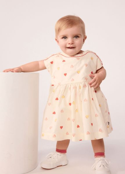 FW26 - A0GQJ 01 CREAM MULTI BABY DRESSES FALL WINTER 2026 HEARTS NEW ARRIVAL